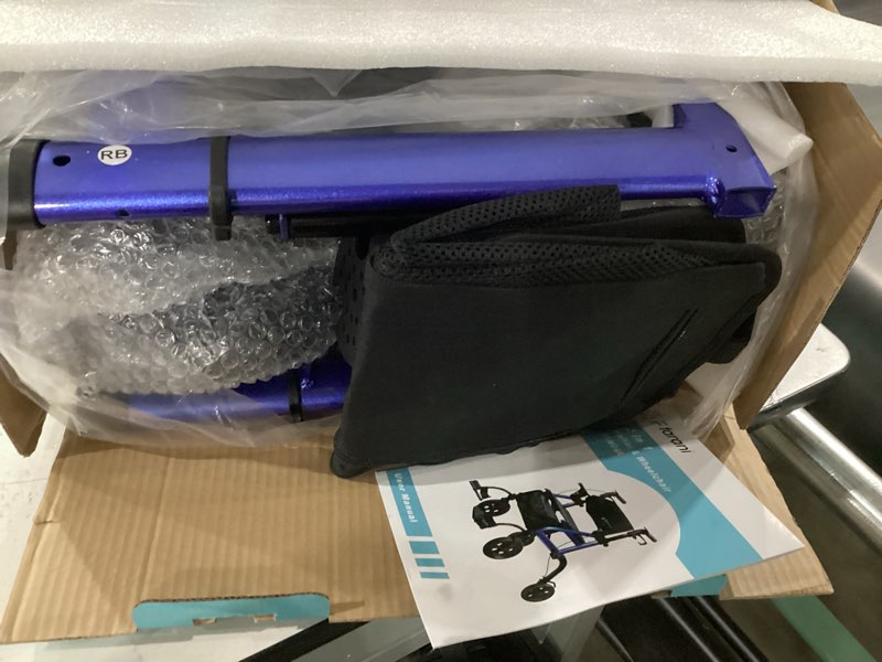 Condition photo showing Good Condition for Farani walker and wheelchair comb Medline Walker Transport Wheelchair Combo, Rollator Walker for Seniors with Seat, Foldable Transport Chair with Footrests, 18\" Wide Seat, Blue