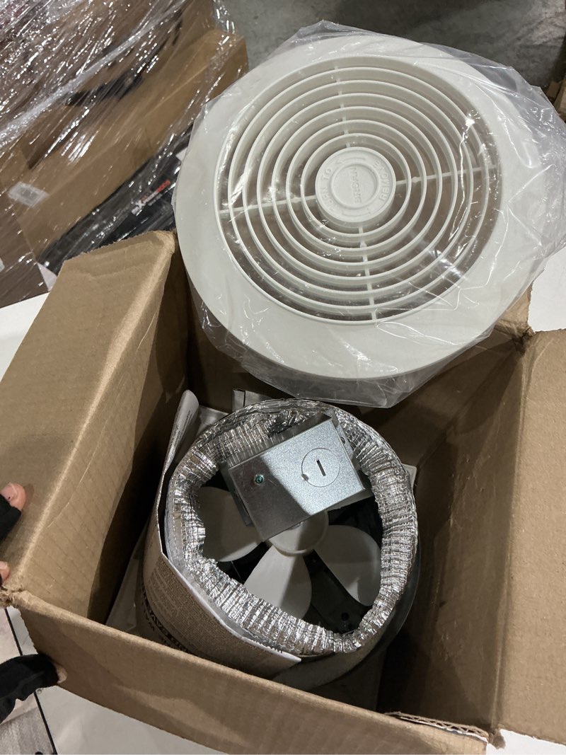 Condition photo showing As Is for broan-nutone 512m through-the-wall ventilation fan white cover, 6-inch 70 cfm 6.0 sones