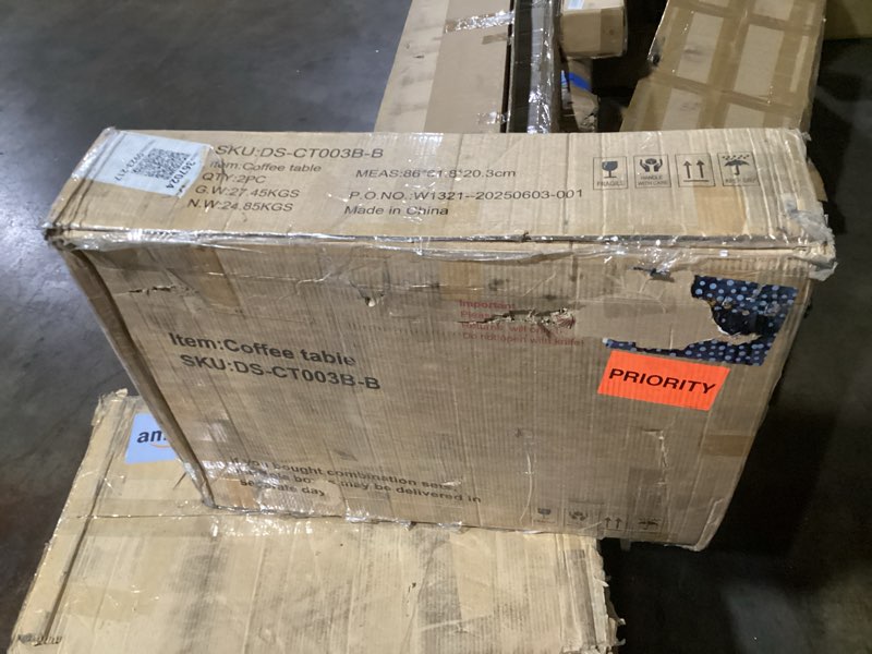 Condition photo showing As Is for KEIKI Expandable Desktop Lift Top Nesting Coffee Table with 2 Stools, 1 Hidden Storage Space & Drawe