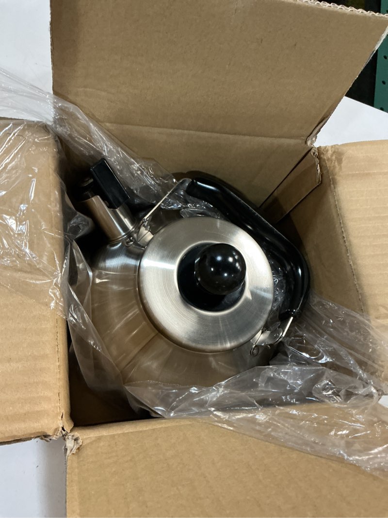 Condition photo showing Good Condition for Whistling Tea Kettle for Stove Top,304 Stainless Steel Tea Kettles,4L/4.2QT Tea Kettles for Kitchen,Camping,Traveling,Portable,Fast to Boil 4.2 Quarts