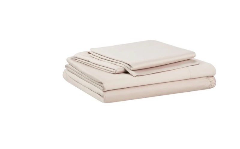  Allswell Soft & Silky 4-Piece Cream Glaze Rayon Derived from Bamboo Sateen Bed Sheet Set, Queen