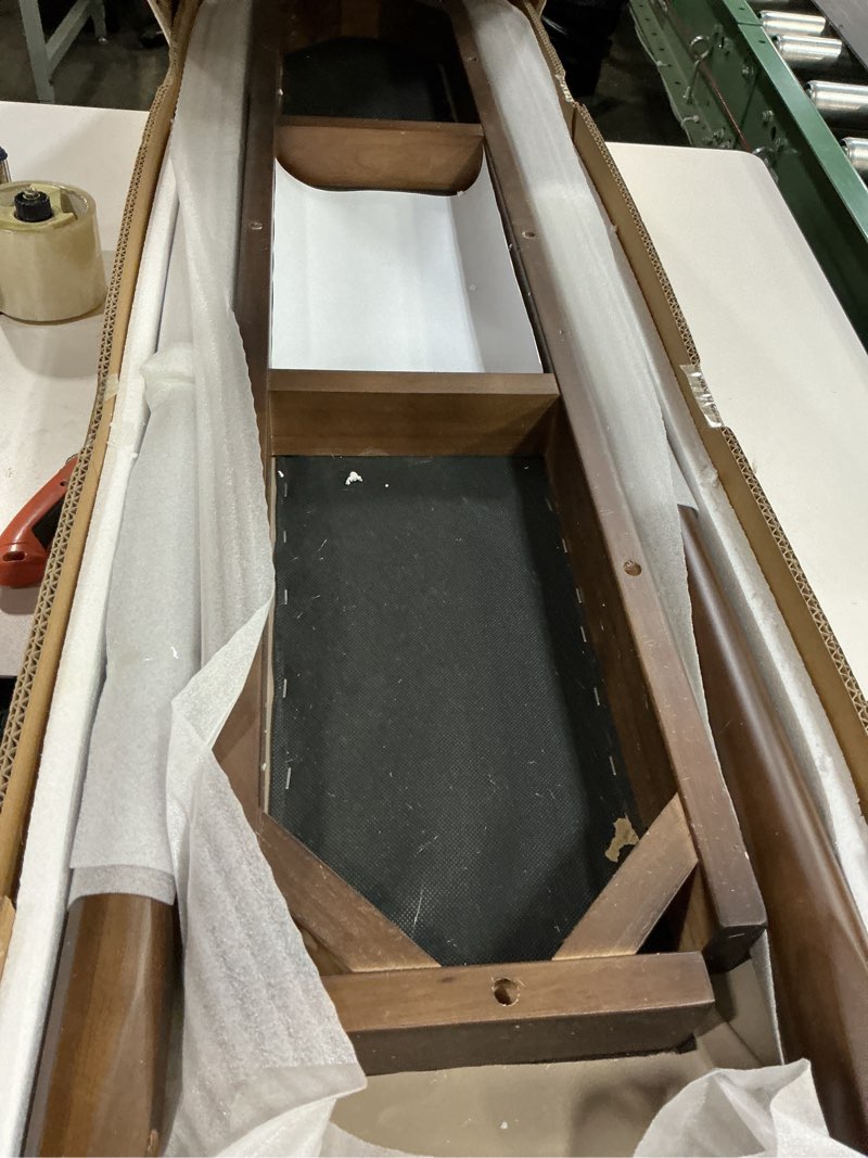 Condition photo showing New/Like New for 47'' Solid Wood Dining Bench with Cushion, Faux Leather Upholstered Bench for Dining Room Table, Kitchen, Entryway, or Bedroom End of Bed, Beige Beige 47.2"