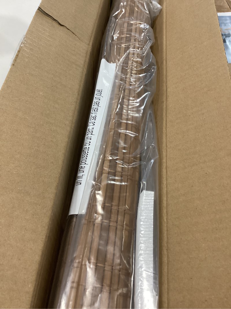 Condition photo showing Good Condition for LazBlinds No Tools No Drill Bamboo Roller Shades, Cordless Bamboo Blinds, Light Filtering Roll Up Blinds for Windows, French Door, Porch or Patio, 23'' W x 64'' H, Ceylon Light Russet Ceylon Light Russet 23'' W x 64'' H