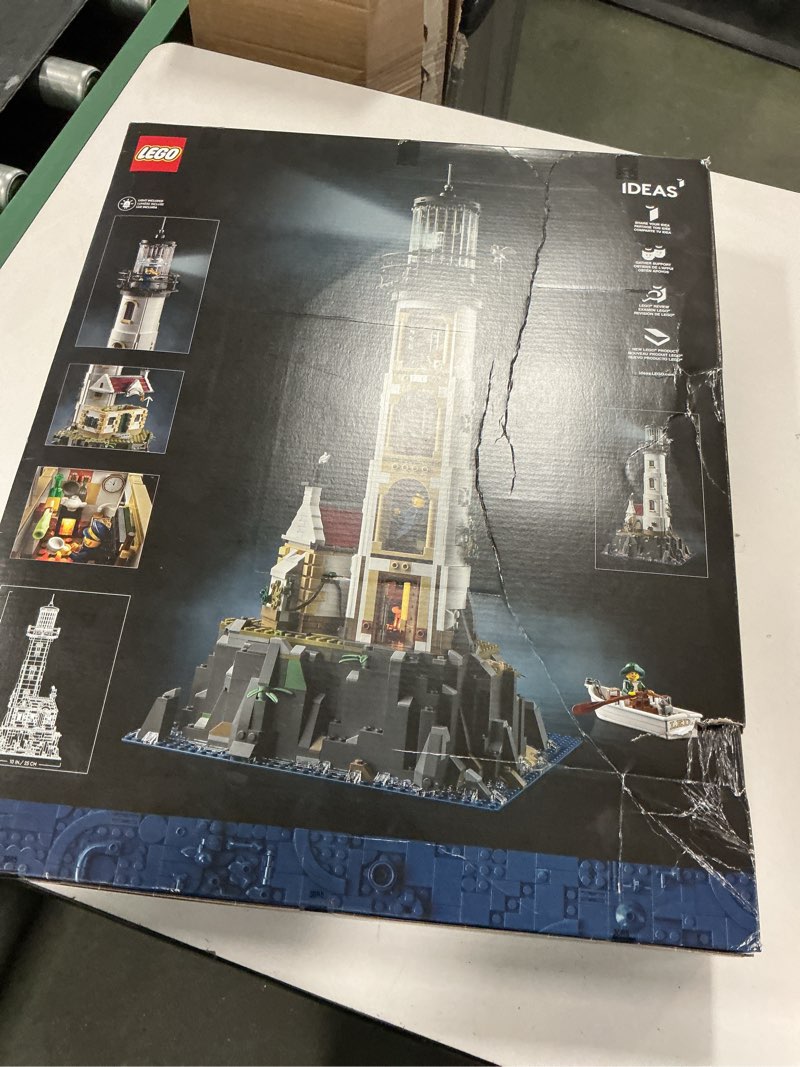 Condition photo showing New/Like New for LEGO Ideas Motorized Lighthouse 21335 Adult Model Building Kit, Complete with Rotating Lights, Quaint Cottage and a Mysterious Cave, Creative Gift Idea