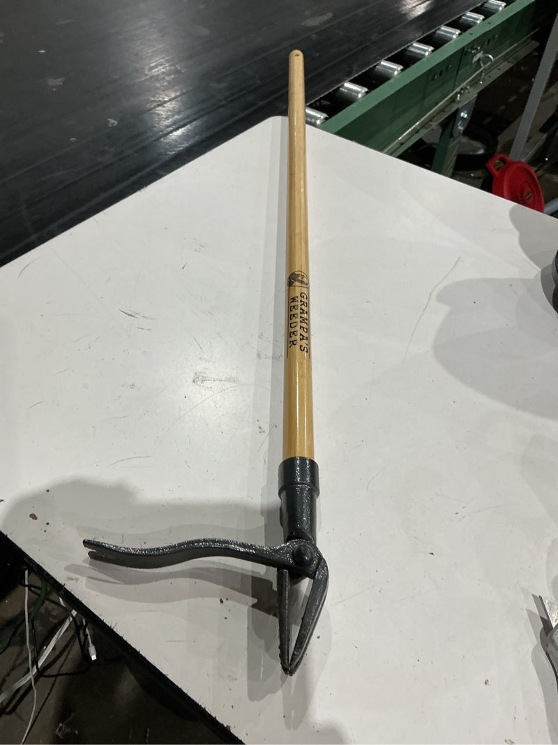 Condition photo showing As Is for ergonomic weeder puller - cast steel and bamboo weed remover for weeding without bending or kneeling - garden tools for gardening by garret wade