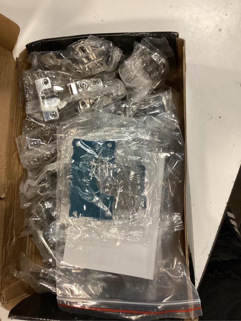Condition photo showing Good Condition for cabinet hinges - 20 pack soft close cabinet hinges for 1/2" overlay cabinet,stainless 105deg opening face frame cabinet door hinges with door bumper,cabinet hinge repair plate and screws