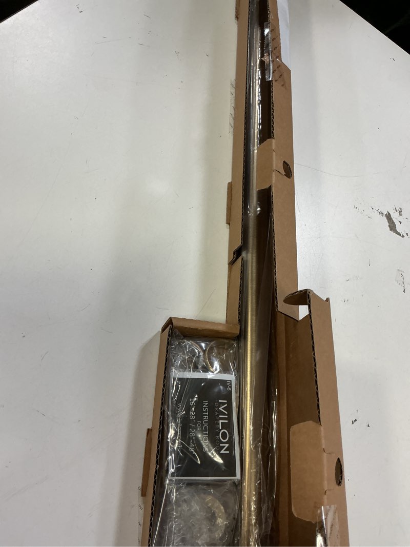Condition photo showing item condition for Ivilon Drapery Window Curtain Rod - End Cap Style Design 1 Inch Pole. 28 to 48 Inch Color Warm Gold 28 to 48 in.