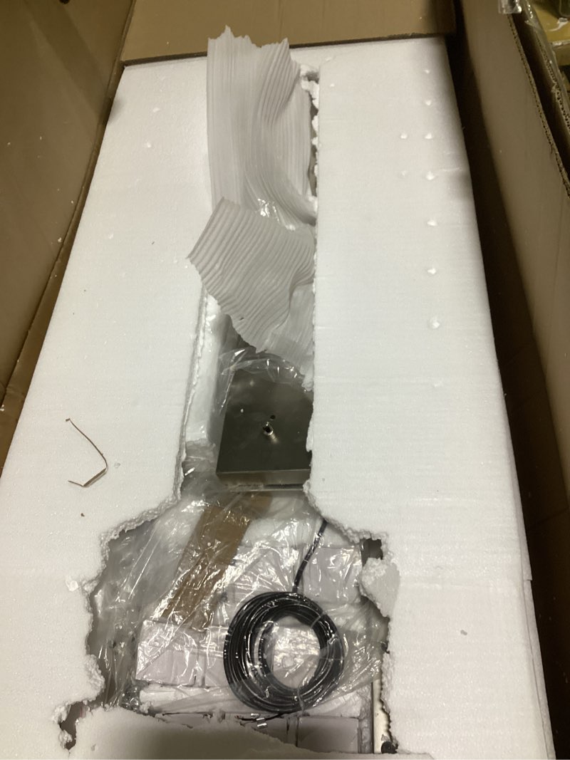 Condition photo showing Good Condition for Silver Rectangular Crystal Chandelier Light Fixture 54 in Dining Room Chandelier Over Table Modern Farmhouse Ceiling Pendant Hanging Light Fixture for Living Room, Kitchen Island