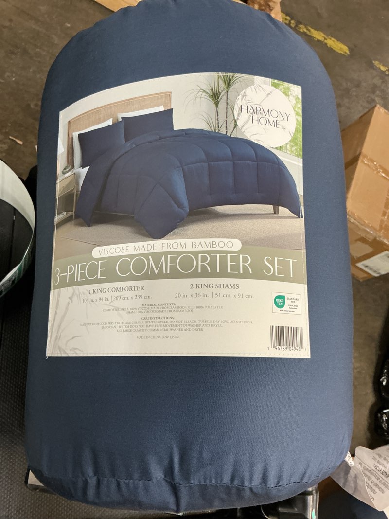 Condition photo showing New/Like New for harmony home soft viscose thermal regulating 3 piece comforter set, king 