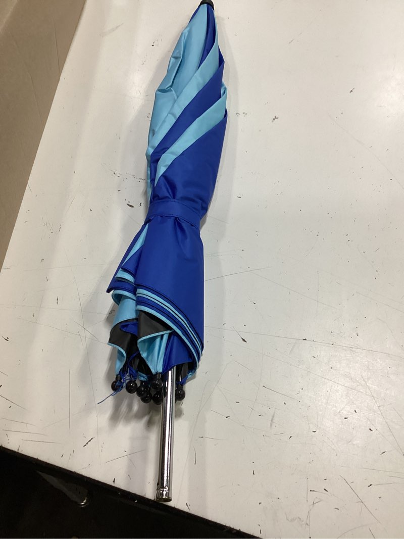 Condition photo showing As Is for beach umbrella, 360 ° chair umbrella with clamp, upf50+ shade for beach, sand, patio, yard (not includ chair) 1 pack-azure blue/light azure blue