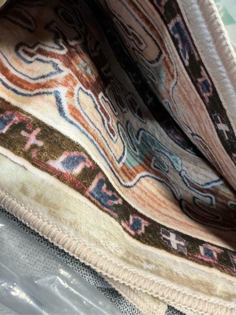 Condition photo showing Good Condition for Washable Area Rugs 5x7, Low Pile Soft Vitnage Distressed Rug for Bedroom, Living Room, Dining Room, Non-Slip, Low Pile, Rust Brown Rust Brown 5' x 7' (Rectangular)