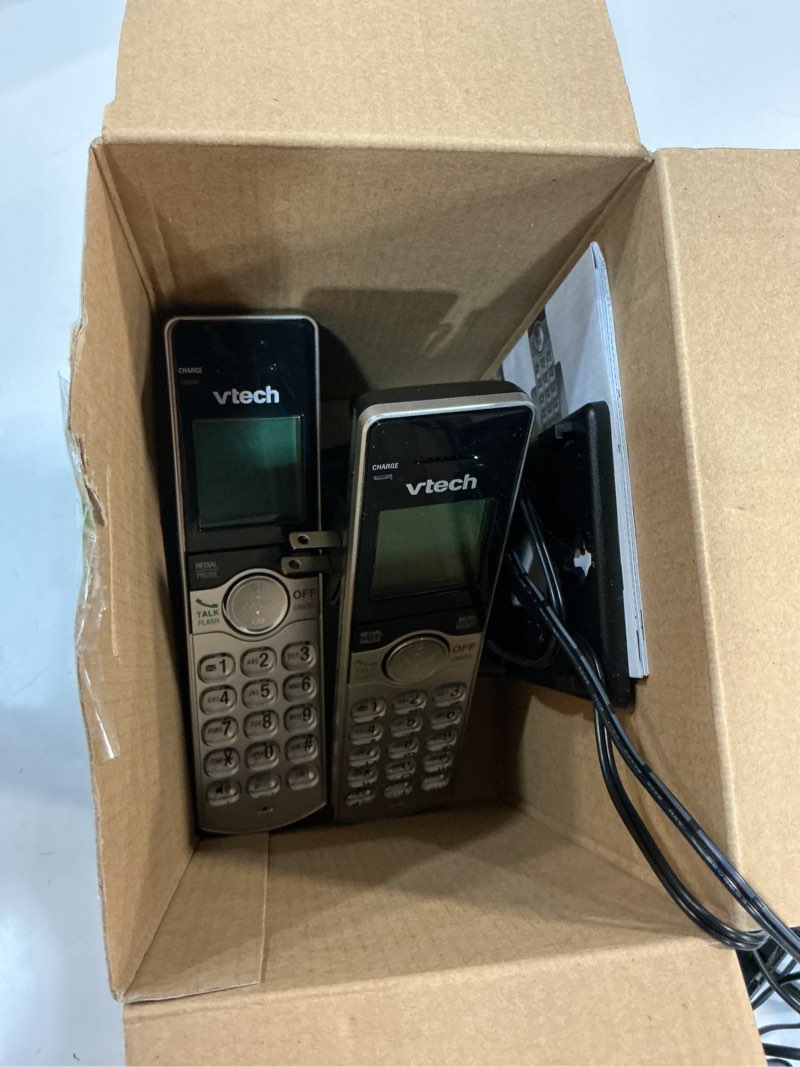 Condition photo showing As Is for vtech cs6919-2 dect 6.0 cordless phone with caller id and handset speakerphone, 2 handsets, silver/black