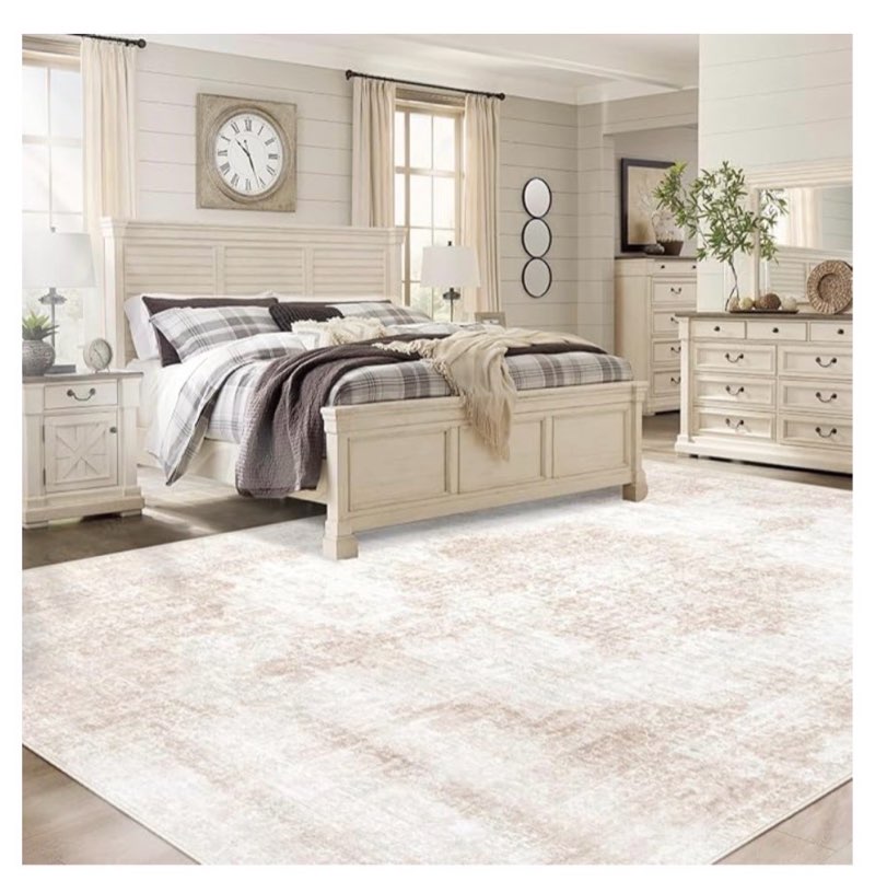 area rugs 8x10 vintage rug: large washable living room rug retro medallion distressed rugs soft low pile non-slip indoor floor carpet for bedroom kitchen nursery dining table office (beige/brown)