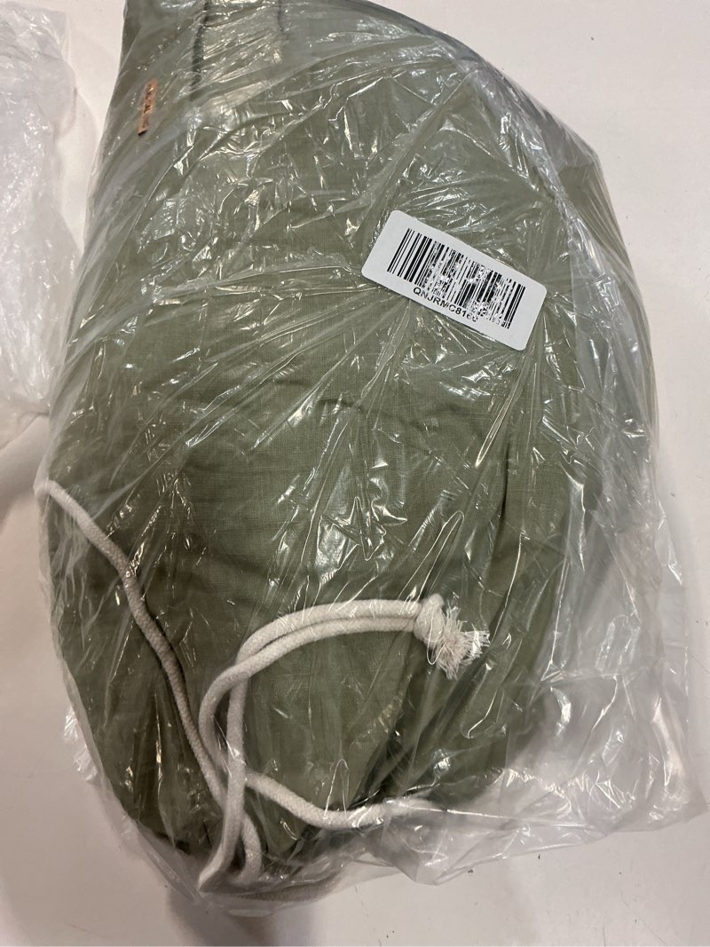 Condition photo showing Good Condition for european linen piped duvet cover set, king/cal king, willowleaf/white