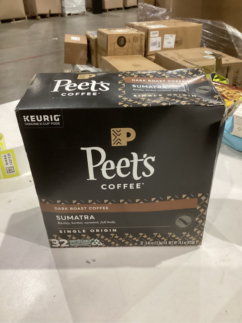 Condition photo showing New/Like New for Peet's Coffee, Dark Roast Single Serve Coffee Pods - Single Origin Sumatra 32 Count (1 Box of 32 Pods) Single Origin Sumatra 32 Count (Pack of 1)