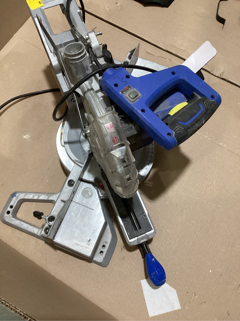 Condition photo showing As Is for kobalt compact 10-in 15-amp dual bevel sliding compound corded miter saw