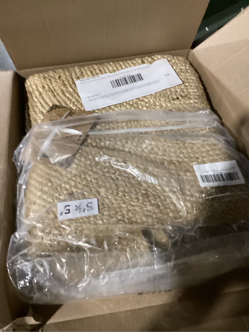 Condition photo showing Good Condition for GRUHUM Handwoven 5ft Jute Area Rug Natural Fiber Round Boho Farmhouse Rustic Vintage Soft Braided Reversible EcoFriendly Rugs for Indoor EcoFriendly Kitchen Bedroom Living Room Hallways (5' ft Round) 5' (Round) Natural- 12