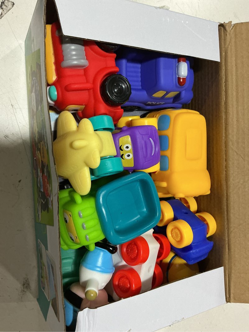 Condition photo showing Good Condition for soft rubber toy figure car for 1 year old boy with playmat (storage bag)|12 pcs cartoon cars baby toys for 12-18 months & toddler age 1-2|first birthday for 1 2 3 year old boy city vehicle series