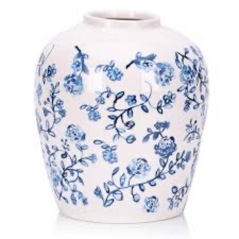 Blue and White Vase Ceramic Chinoiserie Floral Vase, Elegant Blue and White Home Aesthetic Decor, Living Room Centerpiece, Entryway, Dining Table Centerpiece, Kitchen Decor 