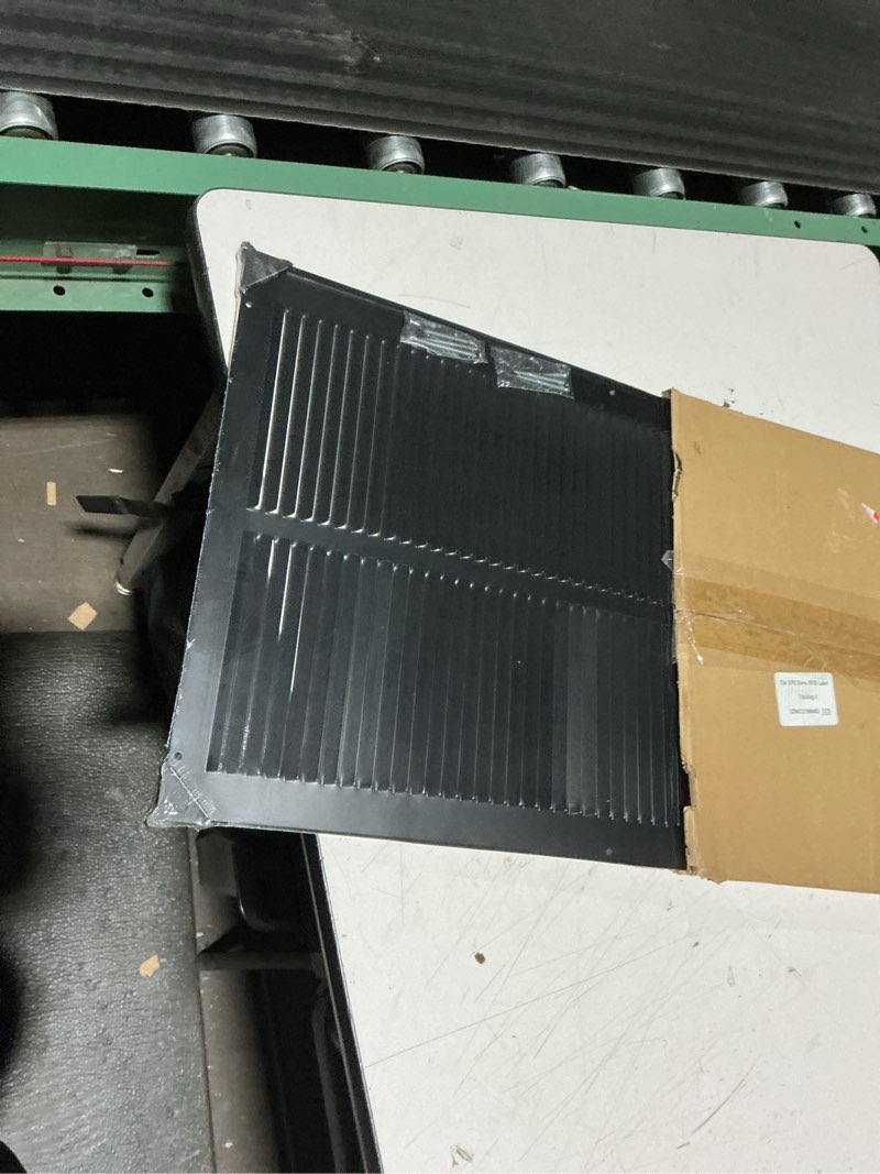 Condition photo showing New/Like New for HVAC Premium 14'' x 24'' [Duct Opening] Flat Stamped Steel Return Air Grille - Sidewall and Ceiling - HVAC Vent Duct Cover - Black [Outer Dimensions: 15.75''w X 25.75''h] 14 X 24 Black