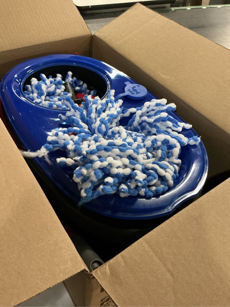 Condition photo showing As Is for  o-cedar rinseclean spin mop & bucket system + 2 extra mop heads| clean with water | removes 99% of bacteria