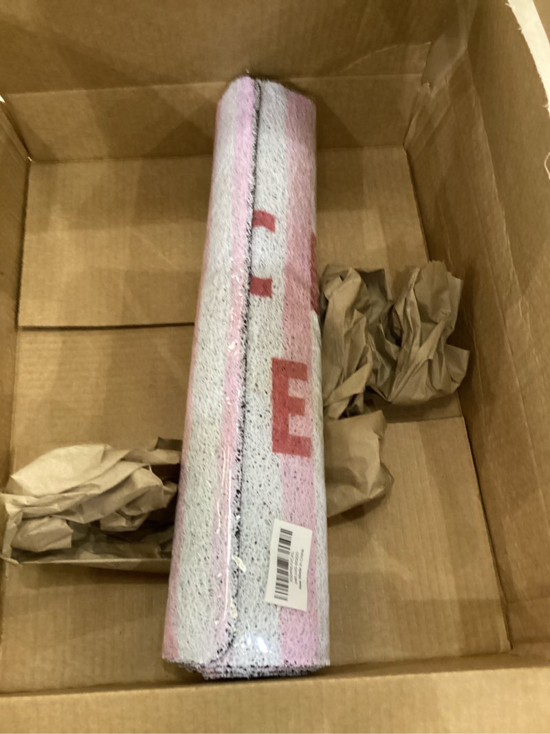 white, red ,pink rug