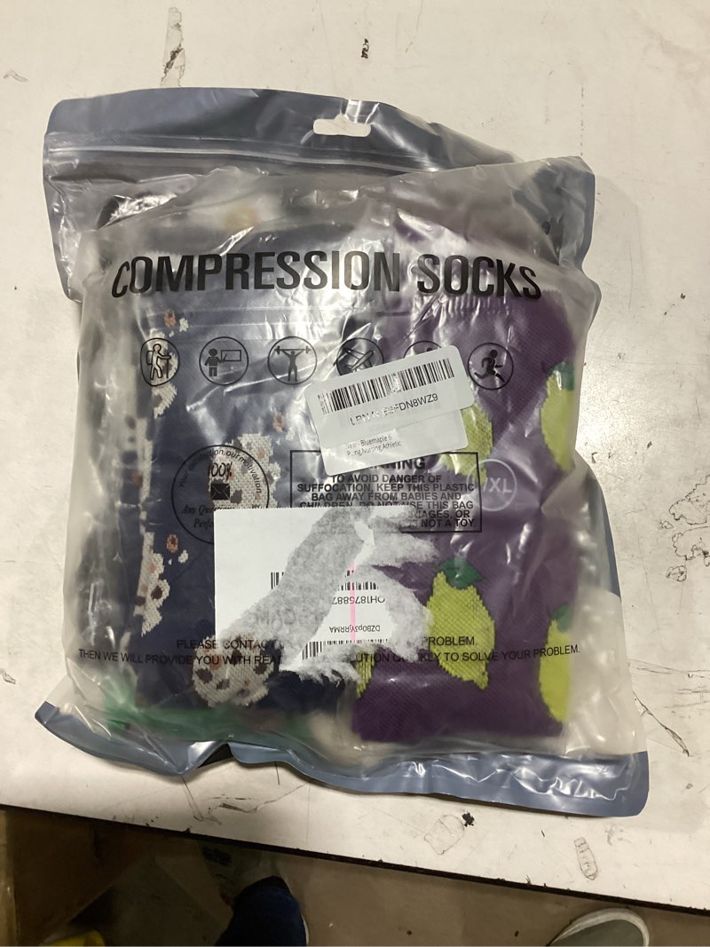 Condition photo showing Good Condition for bluemaple 6 pack copper compression socks for women and men circulation-best support for medical, running,nursing,athletic e-lemon avocado large-x-large