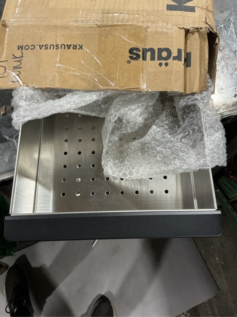Condition photo showing As Is for kraus stainless steel colander for workstation kitchen sink, cs-6 colander stainless steel