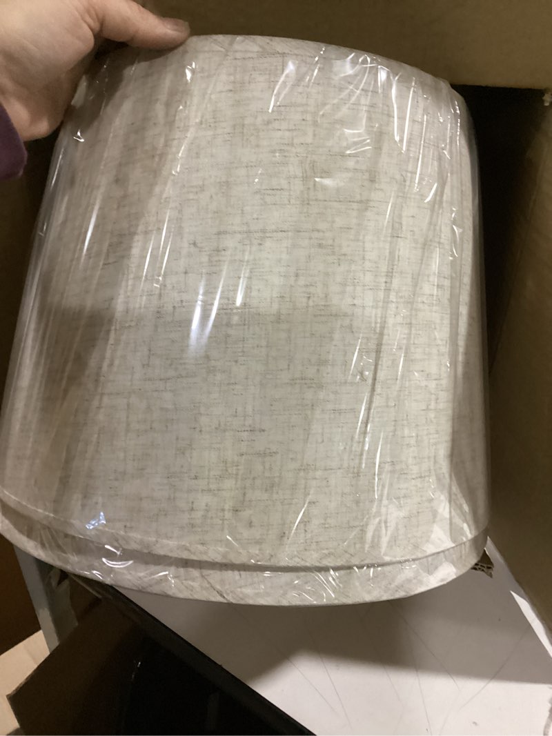 Condition photo showing As Is for Vipmip Linen Fabric Lampshade, No Assembly Required, 10" Top x 13" Bottom x 10" High, Lamp Shade for
