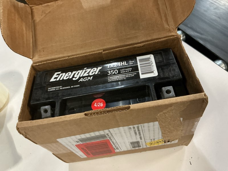 Condition photo showing Good Condition for energizer tx24hl agm motorcycle and atv 12v battery, 350 cold cranking amps and 21 ahr, replaces: ytx24hl-bs and others, black