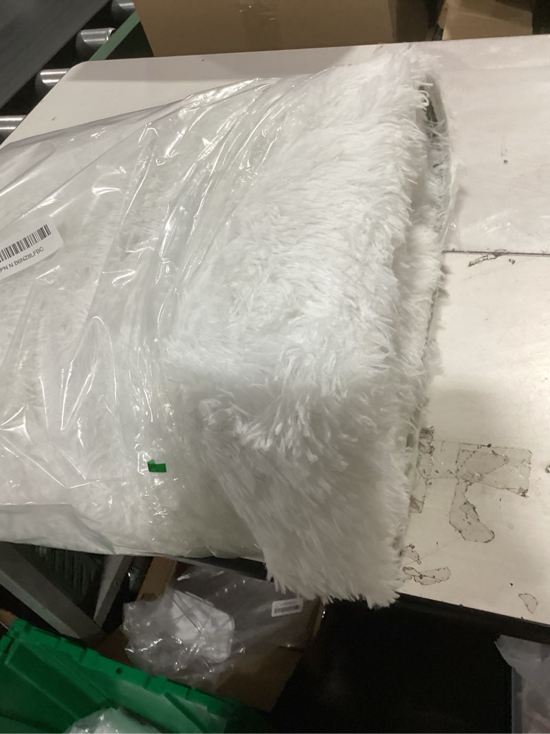 Condition photo showing Good Condition for caiyuecs shag area rug,indoor ultra soft shaggy plush rugs for bedroom living room, non-skid modern nursery faux fur rugs for kids room home decor (3x5 feet, white) white 3' x 5' (rectangular)