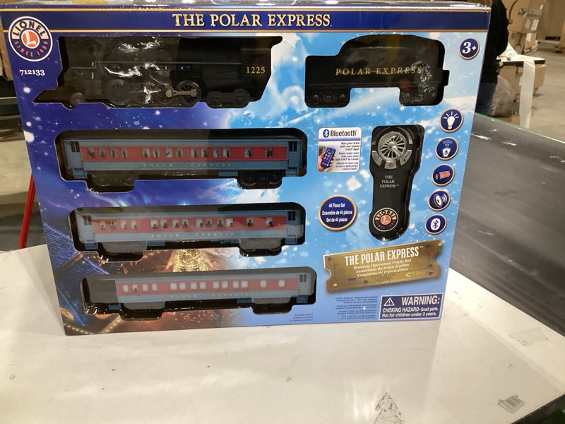 Condition photo showing New/Like New for Lionel The Polar Express Battery O Gauge Toy Train Set with Remote, Locomotive, Train Cars, & Track with Authentic Train Sounds, Lights, & Water Vapor Smoke Effects for Kids 4+