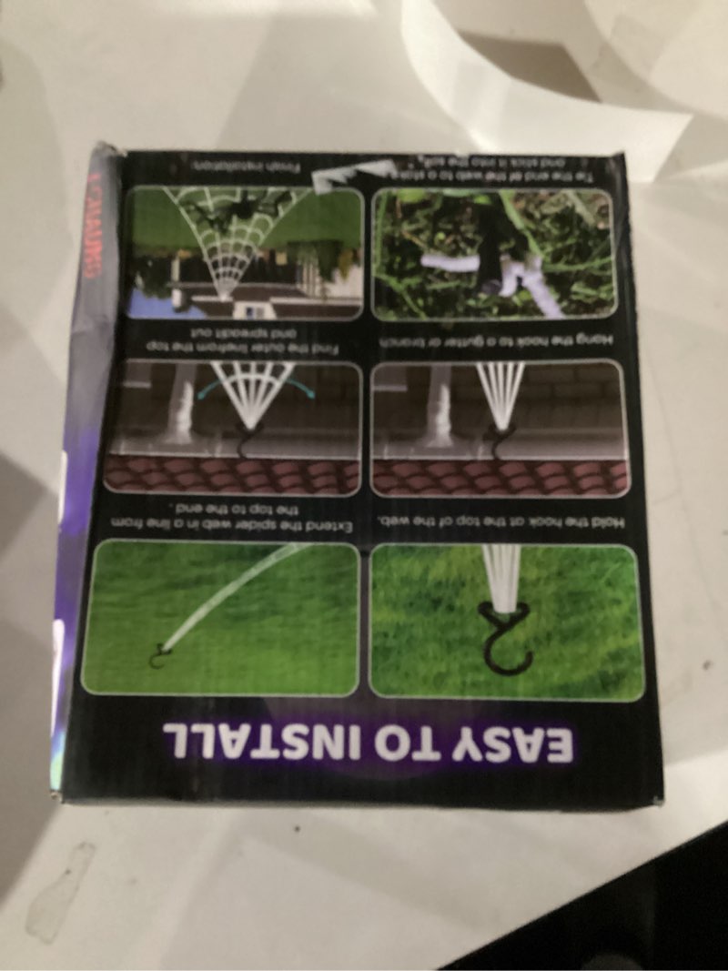 Condition photo showing New/Like New for Brighter Spider Web Lights Halloween Decorations Outdoor, 2024 Upgraded 250 Purple LED Lights 16.4ft Spider Web with 48 Inches Giant Spider, 8 Modes, Timer & Memory Function, Outdoor Halloween Decor