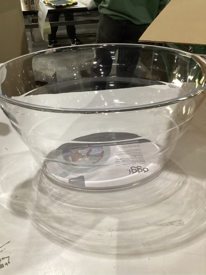 Condition photo showing Good Condition for Oggi Acrylic Oval Party Tub - Clear Beverage Cooler w/Handles, Wine Cooler, Beer Chiller, Ideal Party Tubs for Drinks, Use Ice Tub for Indoor or Outdoor Bars, 18.5" x 11" Oval Party Tub 18.5-Inch by 11-Inch