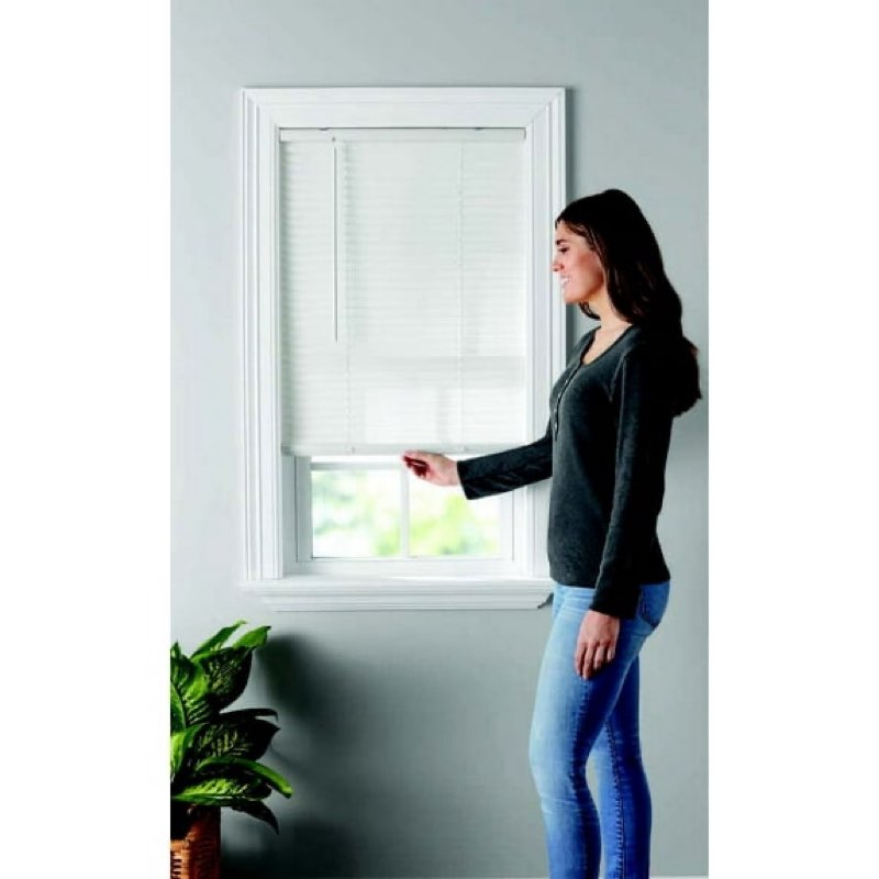 mainstays 1" cordless vinyl light filtering mini blinds, 1-piece, white, 30" w x 64" l
