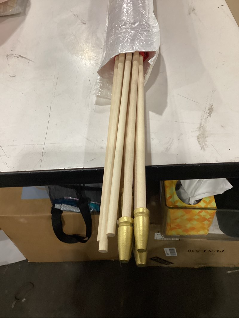 Condition photo showing Good Condition for 12 pack red stick flags small 12x18 inch hand held flags with 24 inch wooden pole solid red blank diy graffiti flags decorations