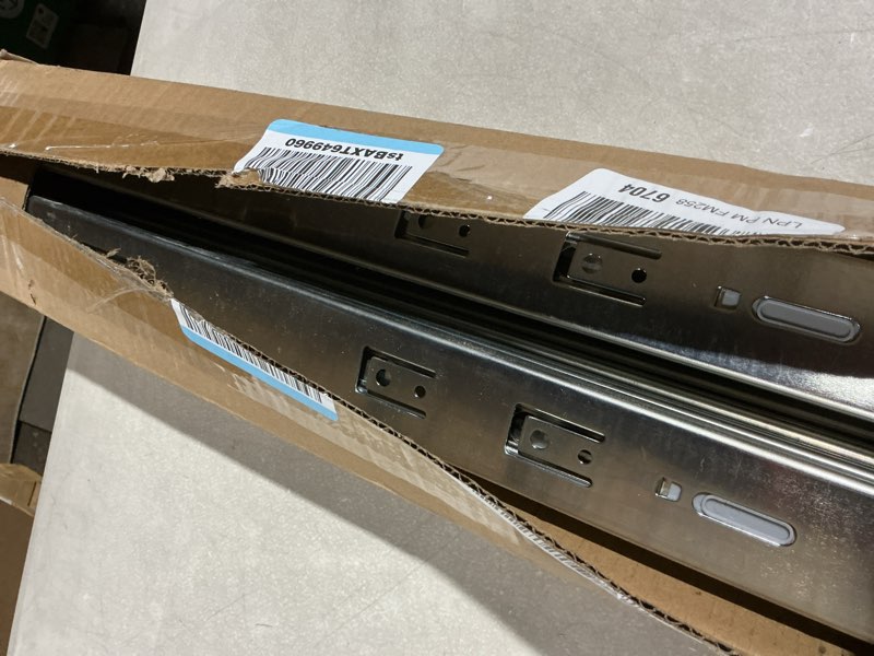 Condition photo showing Good Condition for 20 inch Drawer Slides 4 Pairs (8pcs) Full Extension Ball Bearing Drawer Rails Side Mount 3 fold Metal Dresser Runners for File Cabinet Trash Can Kitchen Wardrobe Glides 20" Black 100 LB Capacity ?20inch-500mm