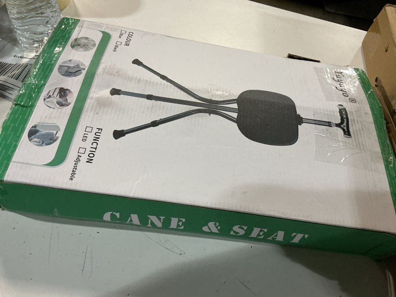 Condition photo showing Good Condition for hold 440 lbs folding canes with seat walking stick height adjustment cane seat capacity frosted handle with magnetic therapy stone crutches stool square led