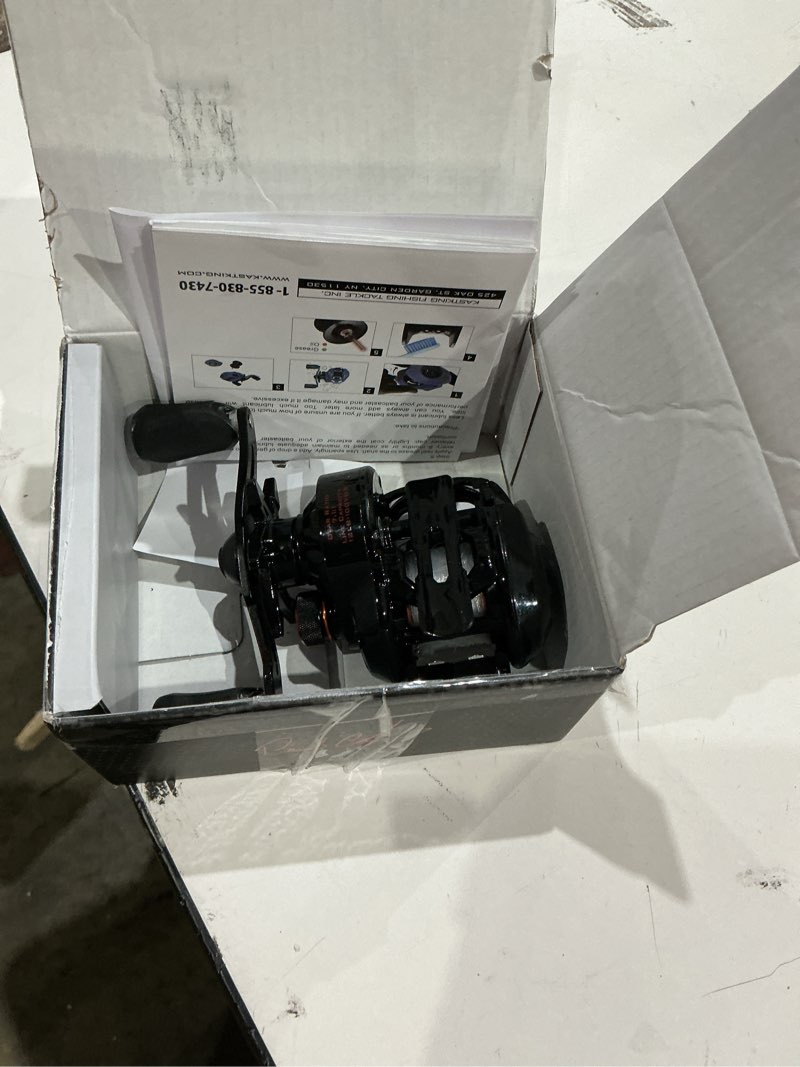 Condition photo showing Good Condition for kastking zephyr bait finesse baitcasting reel, carbon fiber fishing reel - drag clicker version, 7.2:1 gear ratio fishing reel - 5.6oz lightweight bait finesse system casting reel right handed-black-7.2:1 drag clicker