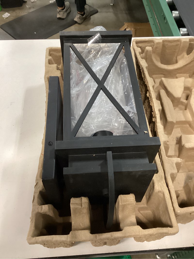 Condition photo showing As Is for quoizel saint elias 1-light 17.88-in h matte black outdoor wall light