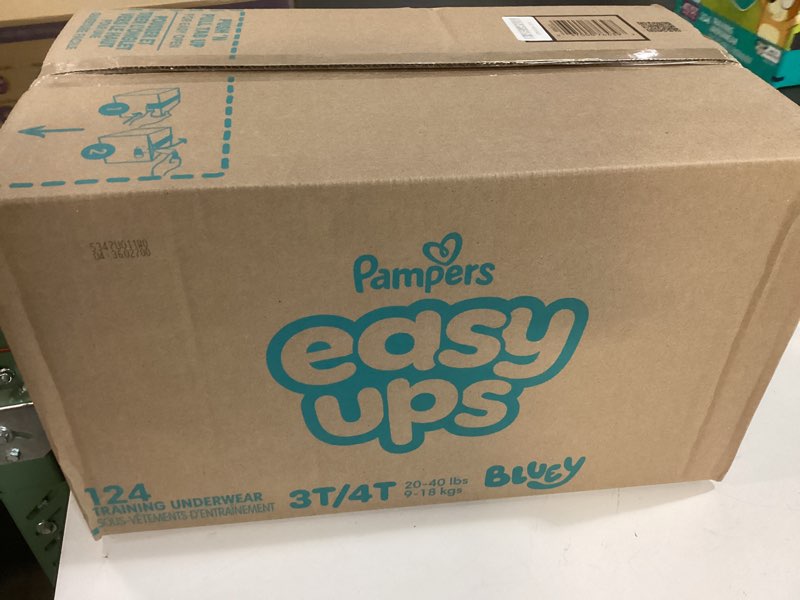 Condition photo showing New/Like New for Pampers Training Pants - Easy Ups Boys & Girls Bluey - Size 3T-4T, 124 Count, Children's Potty Underwear (Packaging May Vary) 3T-4T 124