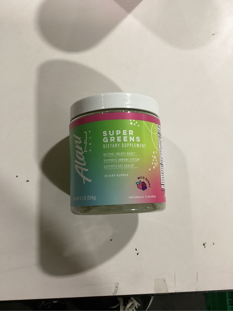 Condition photo showing New/Like New for Alani Nu Super Greens Powder Wild Berry | Green Juice Supplement | Spirulina + Wheat Grass Powder | Naturally Flavored | Smoothie Juice Mix | Gluten Free | Vegan | 30 Servings Wild Berry 7.72 Ounce (Pack of 1)