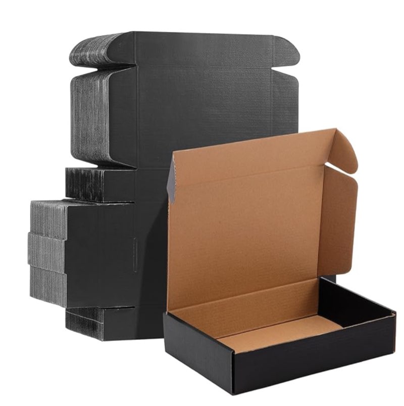 BOSHAHAI 100 Pcs Shipping Boxes Cardboard Gift Corrugated Cardboard Boxes Mailer Packaging for Mailing Small Business Present (9 x 6 x 4Inches,Black)
