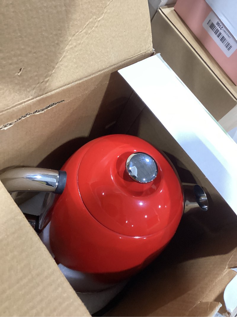 Condition photo showing Good Condition for harriet electric kettle, 1.8l retro electric tea kettle with thermometer, 1500w stainless steel hot water kettle electric with led indicator, fast boiling, cordless, auto shut-off, red