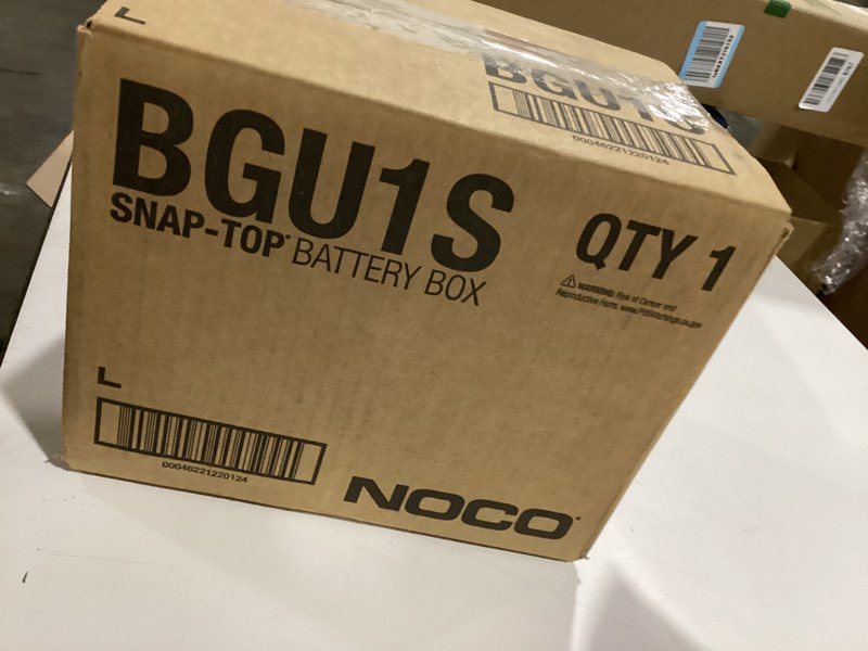 Condition photo showing As Is for NOCO Snap-Top BGU1 Battery Box, Group U1 12V Battery Box for Lawn and Garden, Generators, Gate Opene