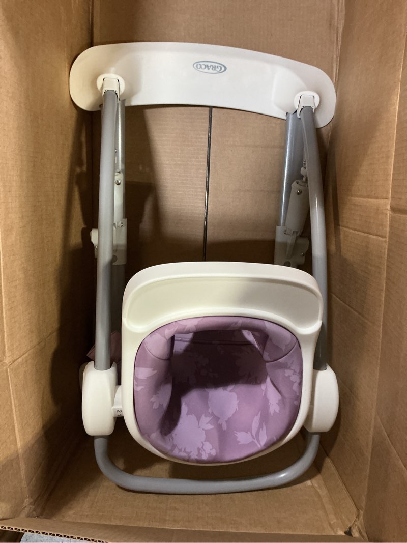 Condition photo showing As Is for graco jumpstart 4-in-1 adjustable infant activity bouncer & jumper, versatile baby swing, floor seat, and kids chair with snack tray, lilac mod bouncer lilac mod