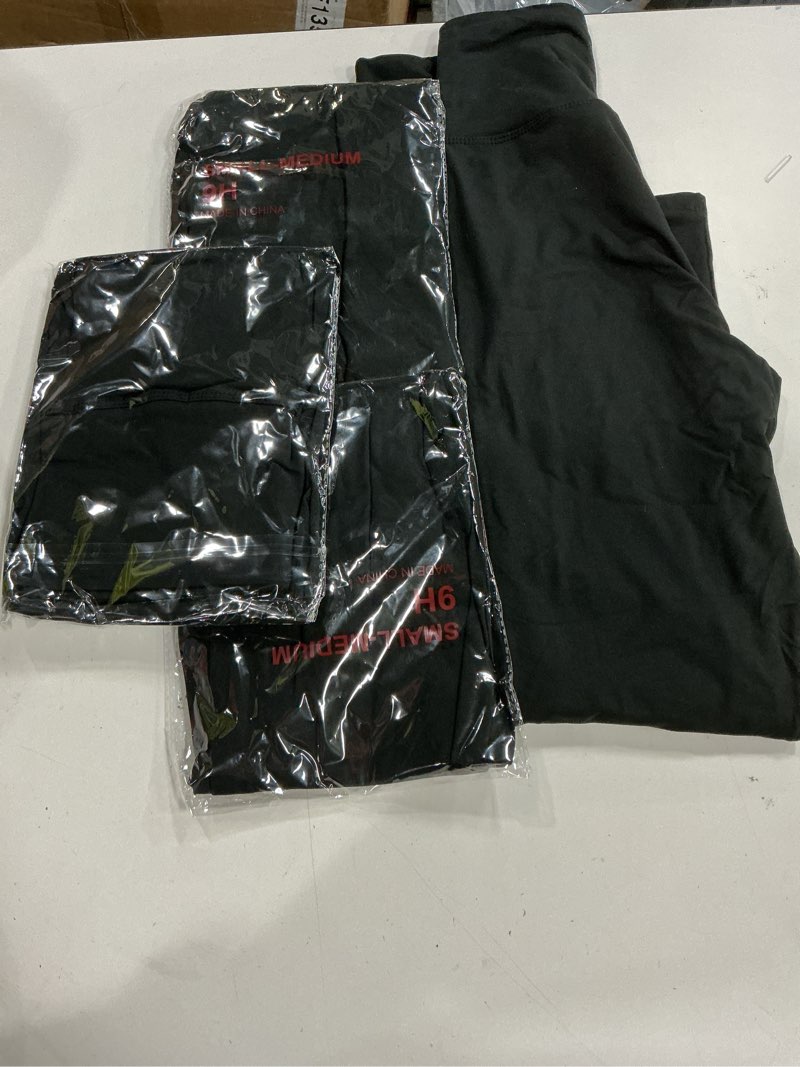 Condition photo showing Good Condition for nexiepoch 4 pack leggings for women - high waisted tummy control soft black capri yoga pants with pockets for workout full-length no pockets small-medium 1black,4 packs