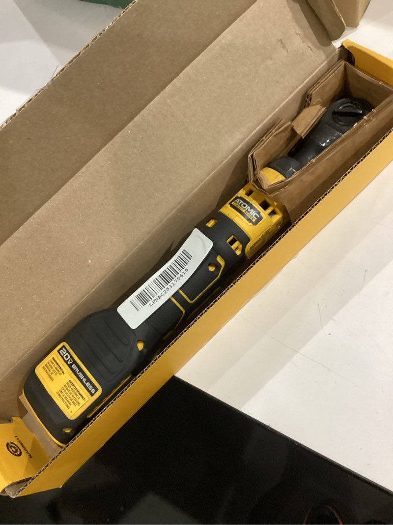 Condition photo showing As Is for dewalt 20v max xr cordless ratchet, 3/8" and 1/2" sealed head ratchet, bare tool only (dcf510b)