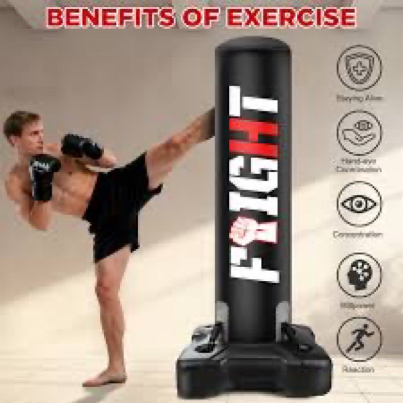 Standing Punching Bag for Adults, Upgrated Base Boxing Bag with Stand Kicking Bag with MMA Gloves an