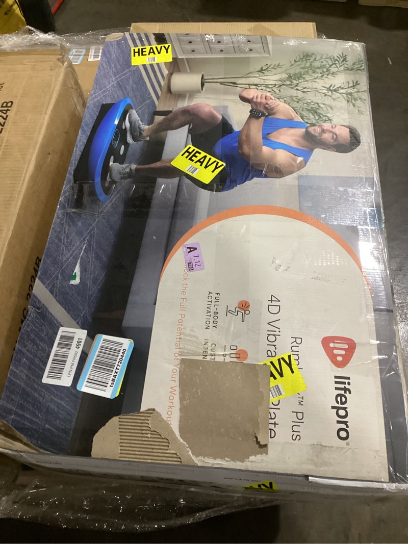 Condition photo showing New/Like New for lifepro rumblex plus/pro 4d vibration plate for lymphatic drainage — triple motor whole body vibration platform machine for muscle toning — 7 training modes, 60 speed levels & resistance bands blue small